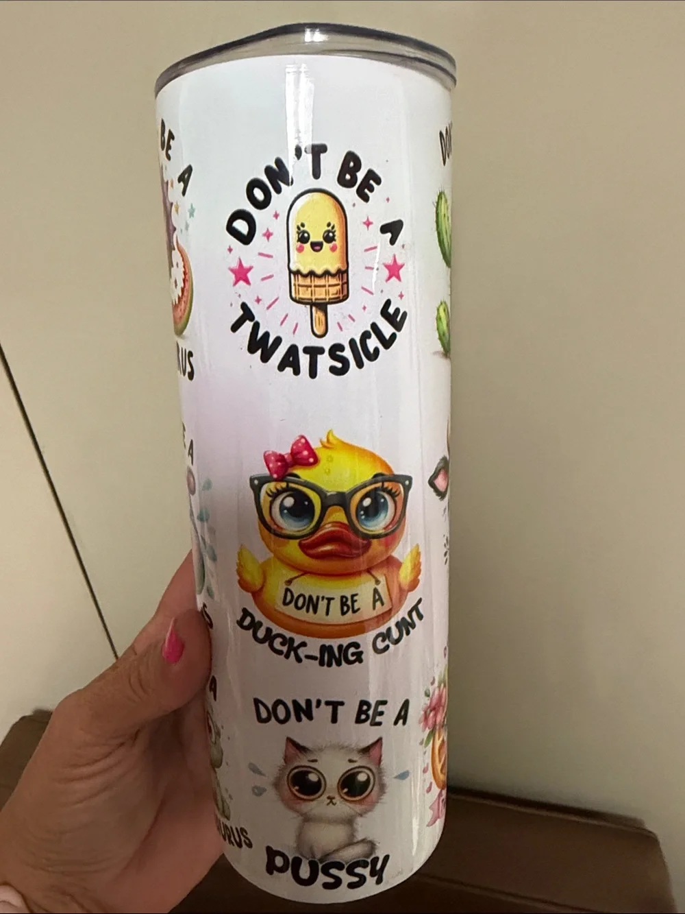 Never used-Funny, profanity laced tumbler.